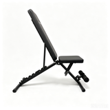 BrainGain Core Bench side profile with backrest upright and leg roller fitted